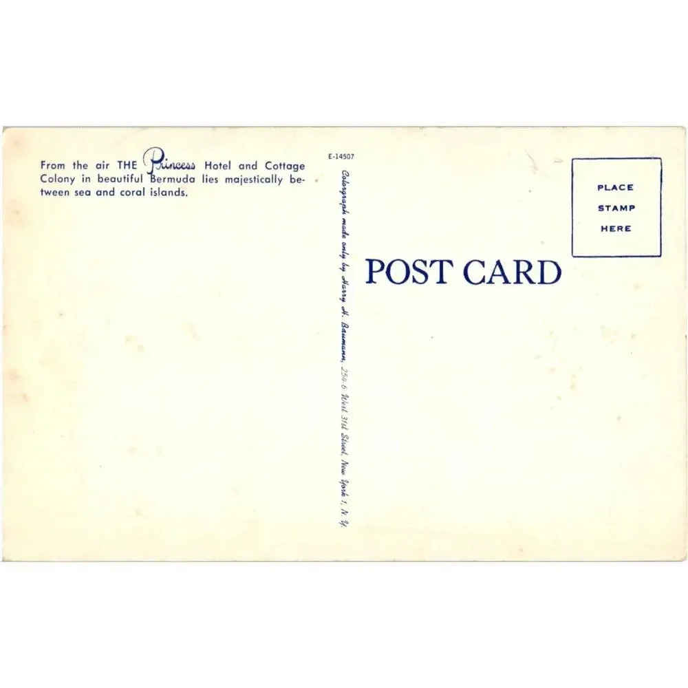 From the Air Princess Hotel & Cottage Colony Bermuda Sea & Coral Island Postcard - Picture 2 of 2